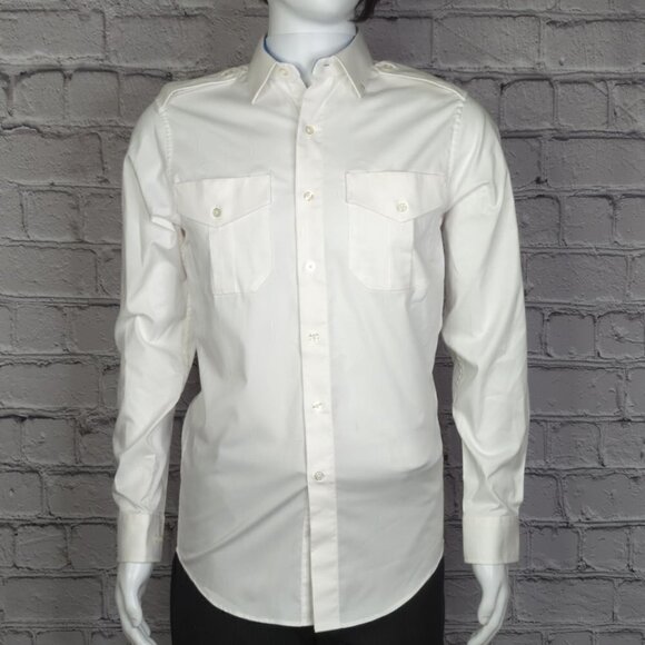 Alaska Airlines by Luly Yang White Long Sleeve Uniform Shirt, Mens Small - Picture 2 of 9